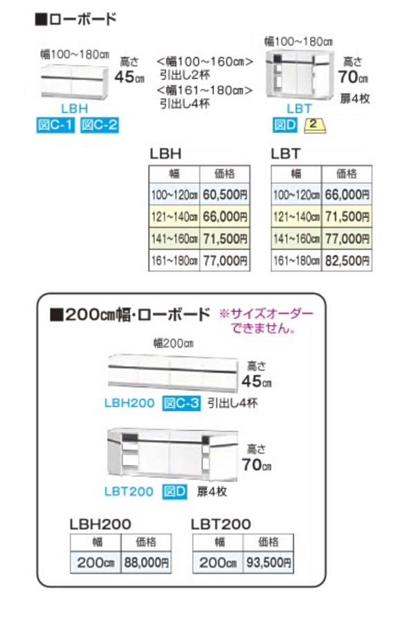 テレビすきまくんLSD LBT ローボード高さ70cm (1cm単位オーダー/幅161.4～180.4x高さ70.0x奥行42.2cm