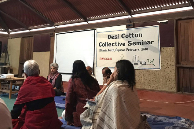 Archana Shah at her talk at Desi Cotton Collective Seminar in Feb 2018.