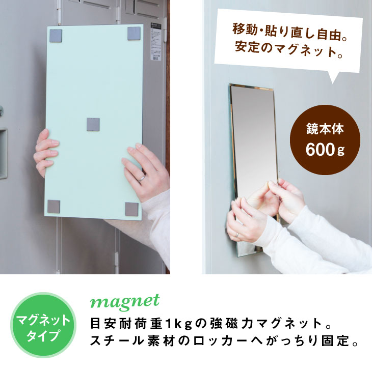 マグネットで貼る鏡 フェイスミラー 「マグネット 磁石で貼る鏡」 / 村松鏡店