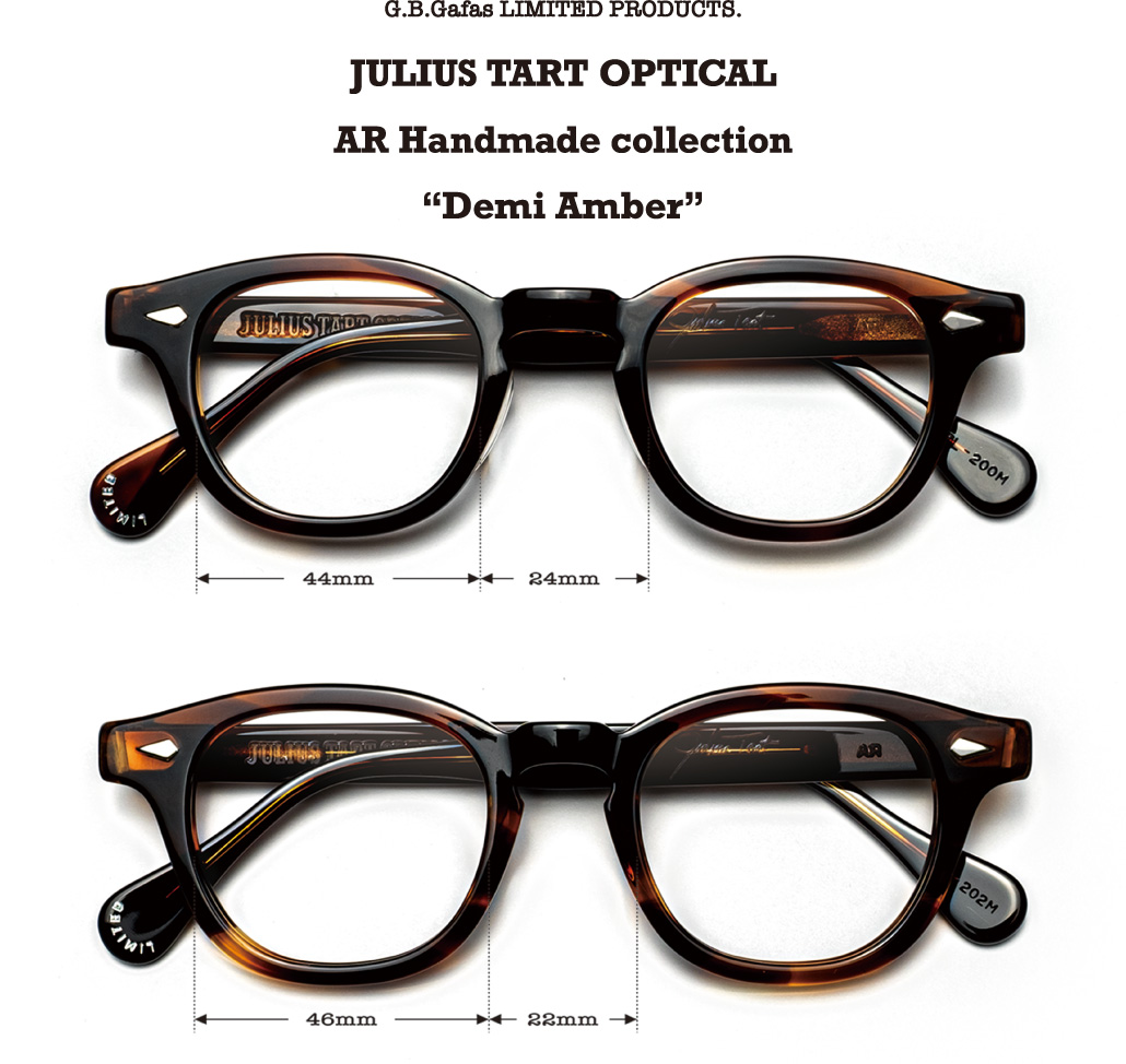 G.B.Gafas LIMITED PRODUCTS. JULIUS TART OPTICAL AR Handmade collection ”Demi Amber”