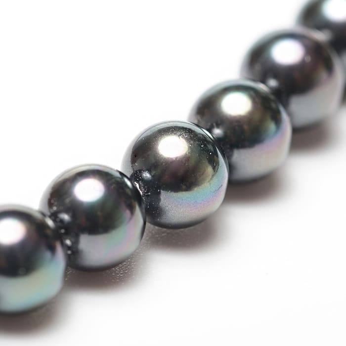 黒真珠シルバー金具ブラックパールネックレス6.6mm～7.0mm玉フォーマル装飾パール