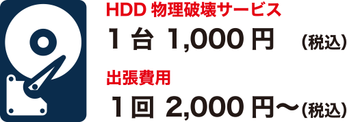 HDD物理破壊サービス 1台1,000円