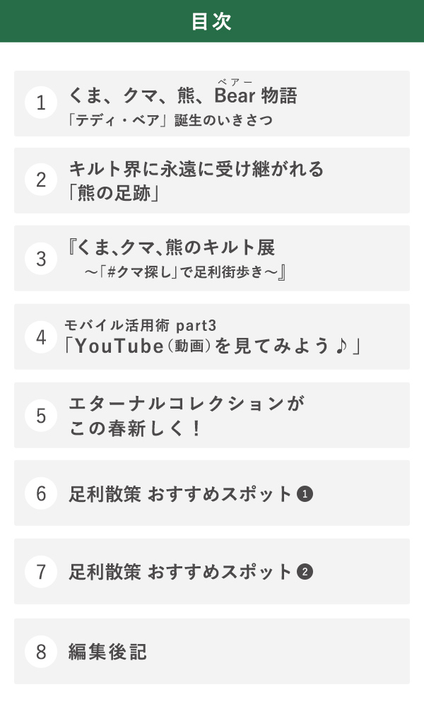 目次 くま、クマ、熊、Bear 物語