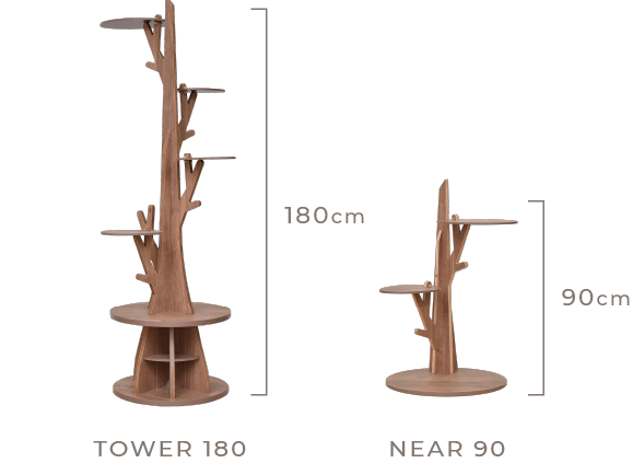 2タイプ、TOWER 180：高さ180cm、NEAR 90：高さ90cm