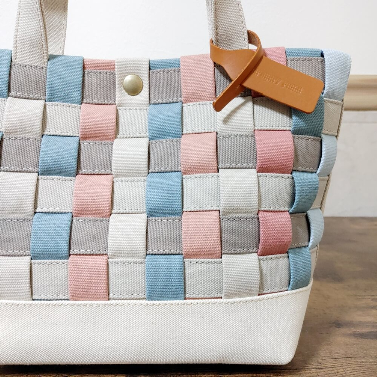 市松模様の帆布トートバッグ
